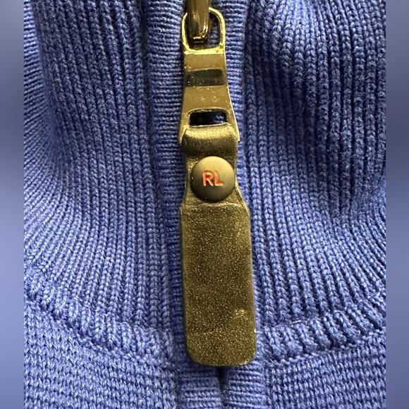 Vintage Polo Ralph Lauren Mens Large Royal Blue Zip Turtleneck sweater - Picture 3 of 5